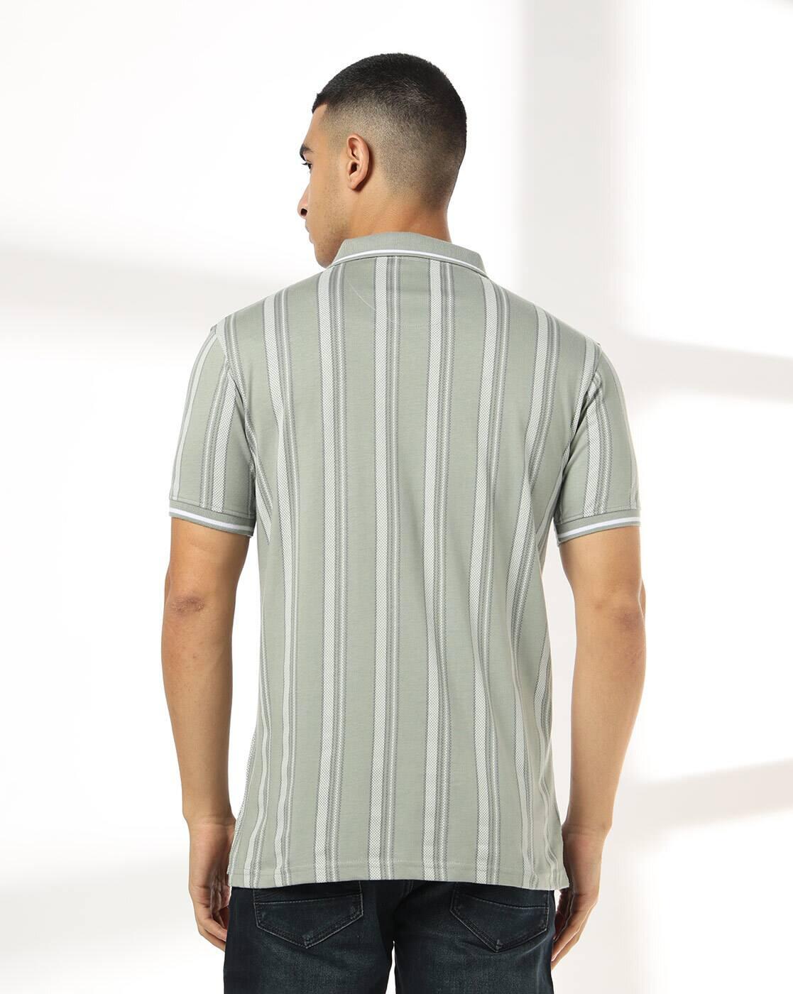 JOHN PLAYERS JEANS | Men Striped Slim Fit Polo T-Shirt|2