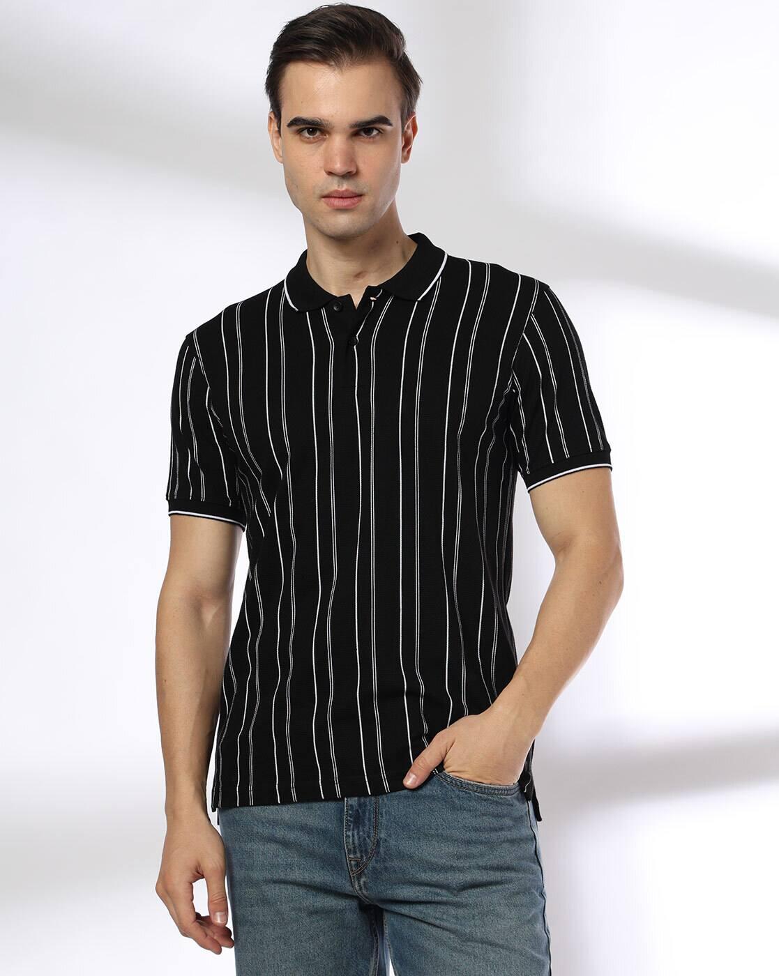 Men Striped Slim Fit Polo T-Shirt