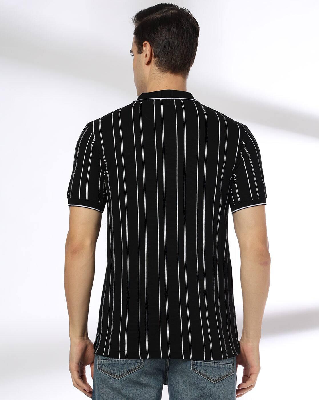 JOHN PLAYERS JEANS | Men Striped Slim Fit Polo T-Shirt|2
