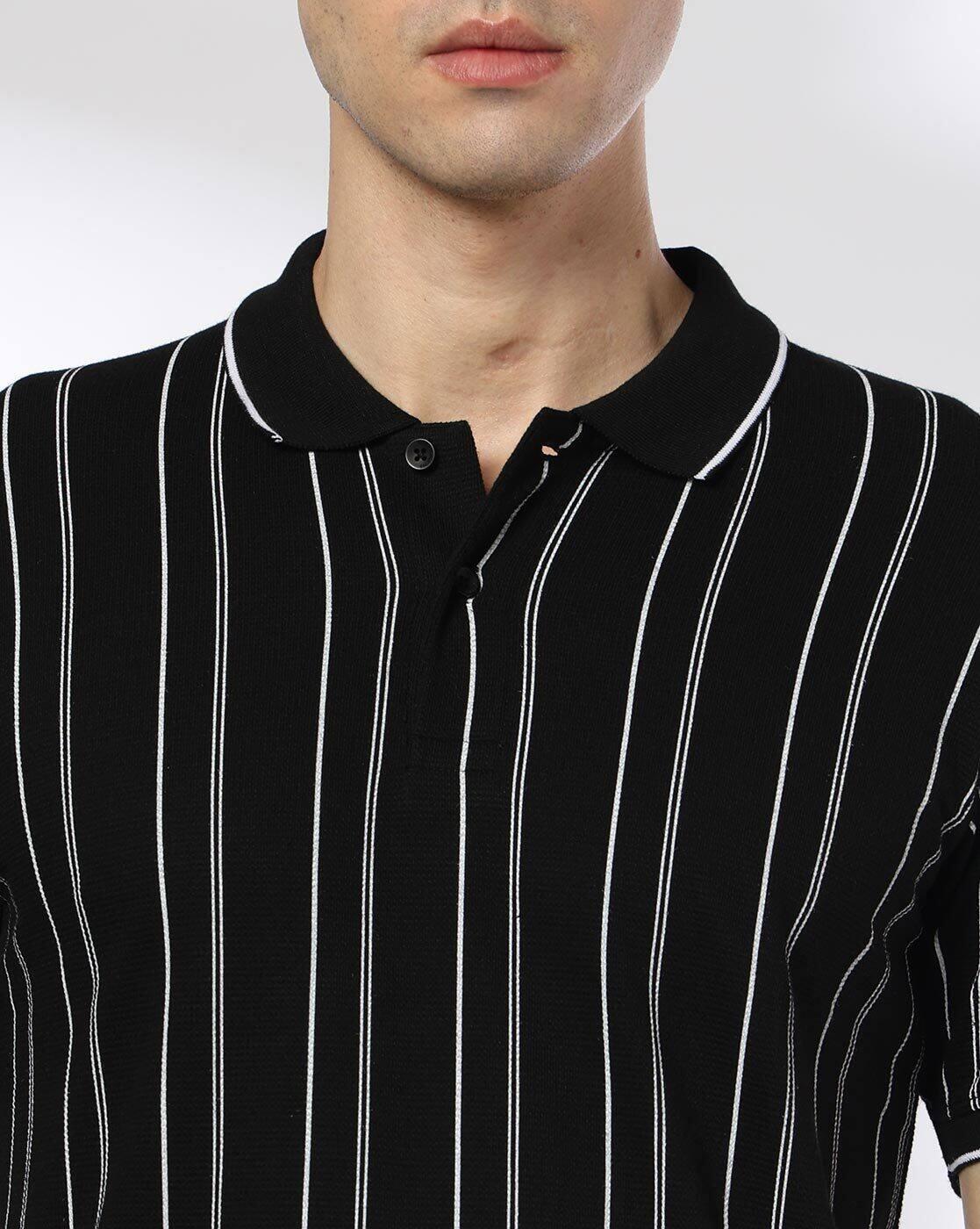 JOHN PLAYERS JEANS | Men Striped Slim Fit Polo T-Shirt|3