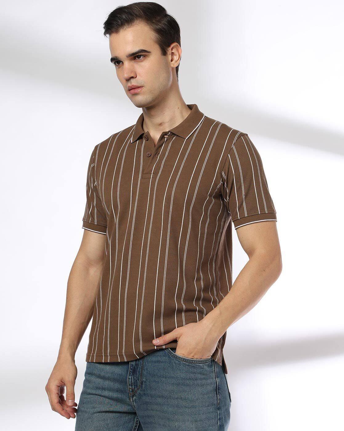 JOHN PLAYERS JEANS | Men Striped Slim Fit Polo T-Shirt|0