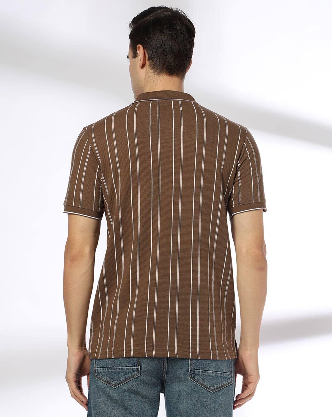 JOHN PLAYERS JEANS | Men Striped Slim Fit Polo T-Shirt|2