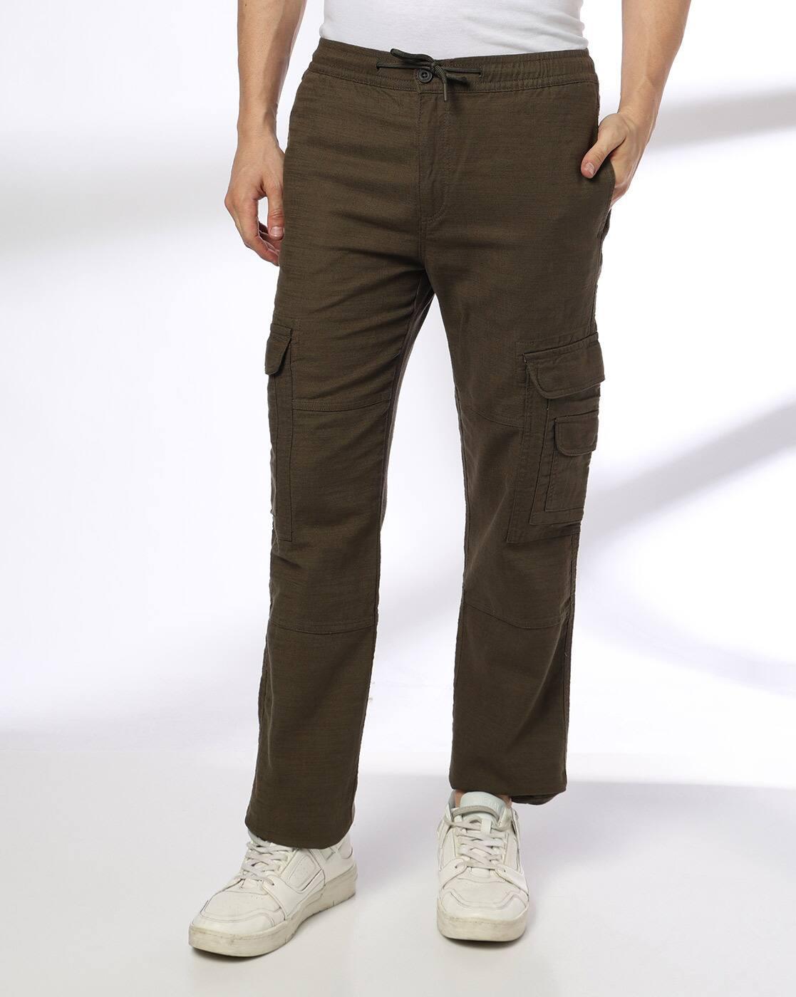 Men Straight Fit Cotton Cargo Pants
