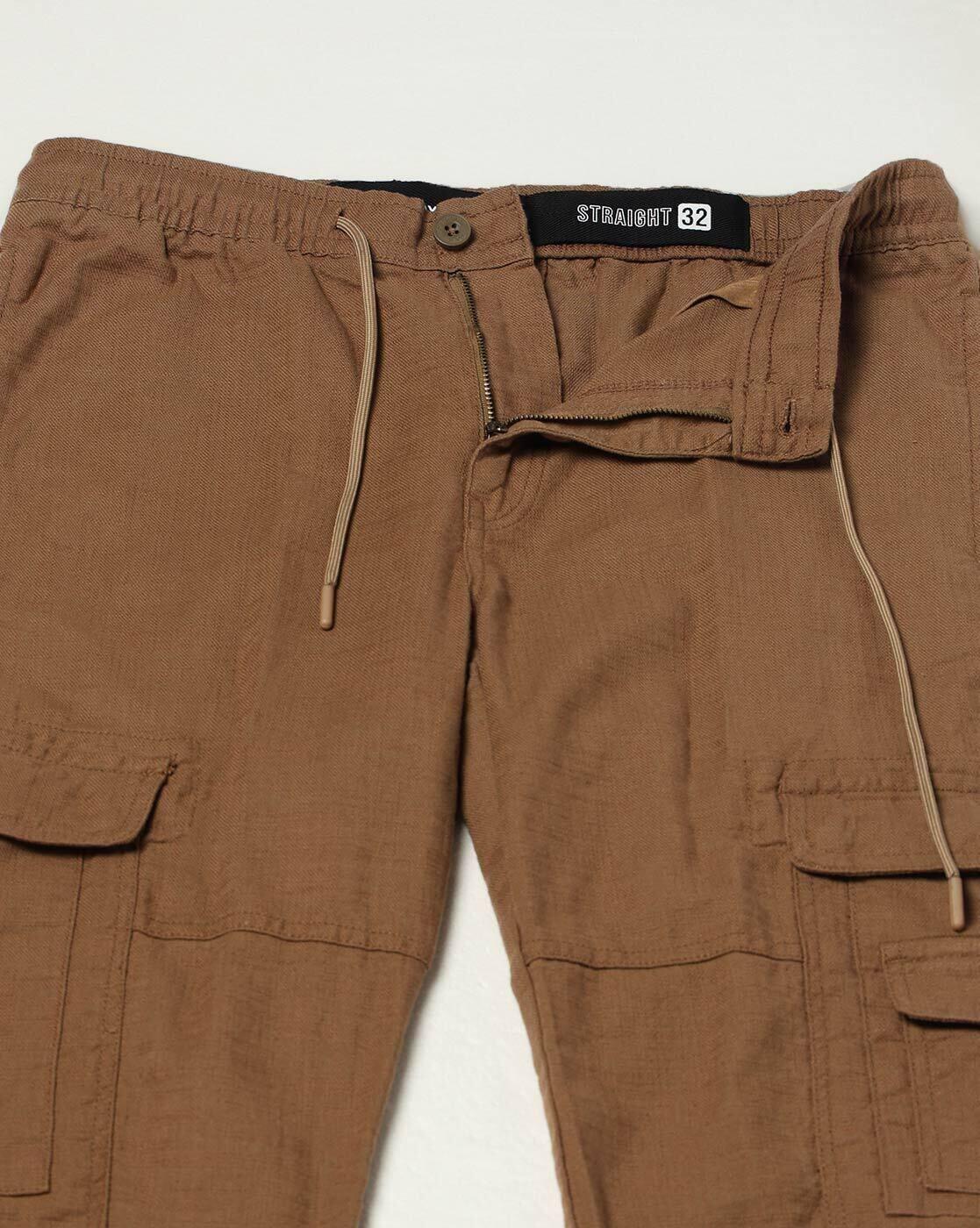 JOHN PLAYERS JEANS | Men Straight Fit Cotton Cargo Pants|4