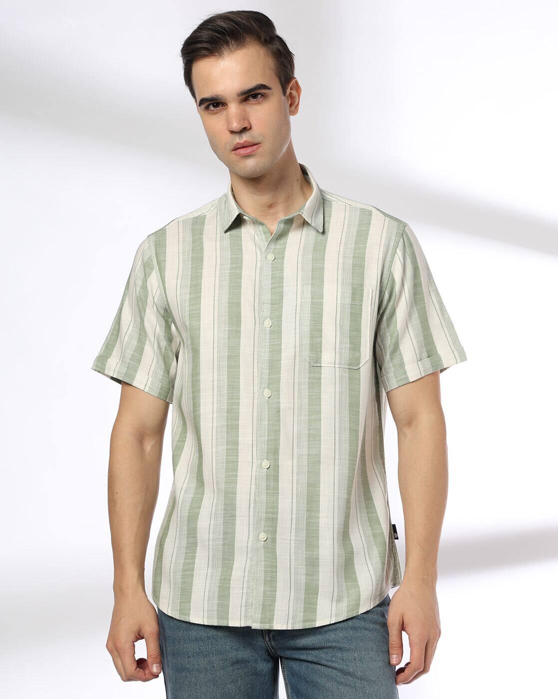 JOHN PLAYERS JEANS | Men Striped Regular Fit Shirt with Patch Pocket|0