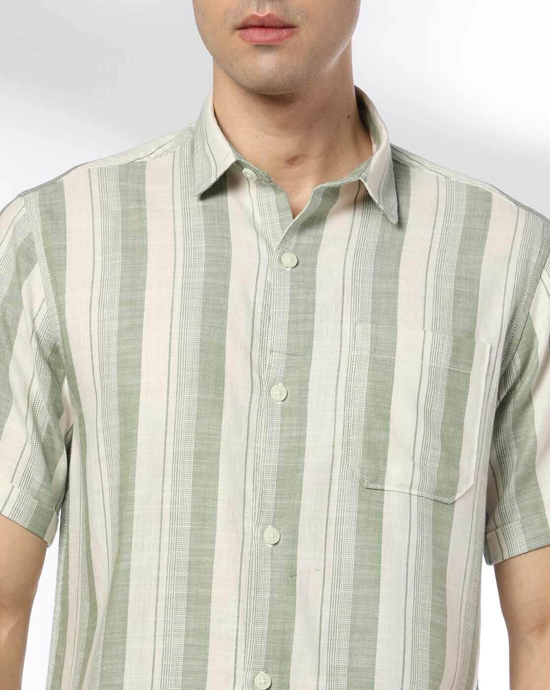 JOHN PLAYERS JEANS | Men Striped Regular Fit Shirt with Patch Pocket|3