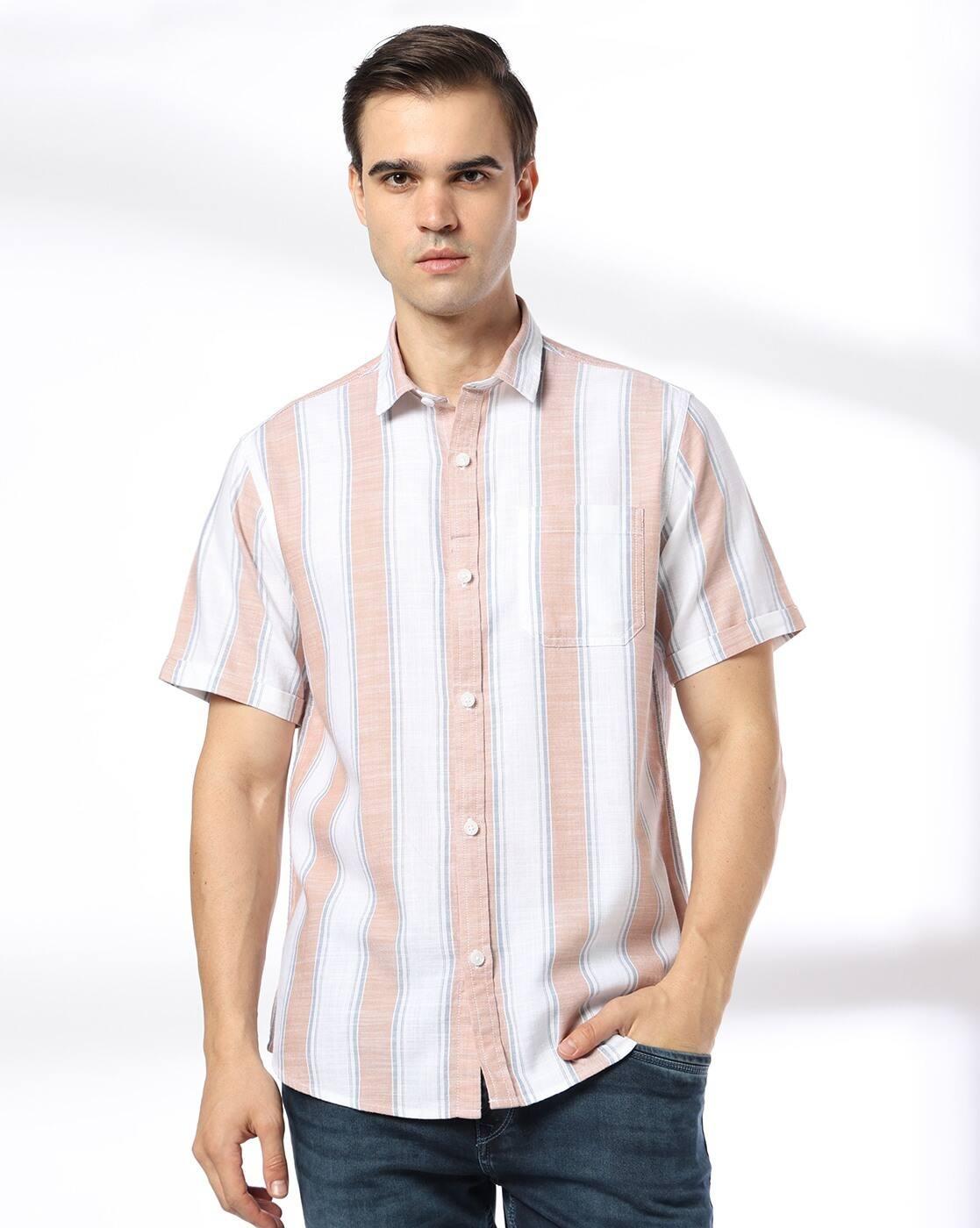 JOHN PLAYERS JEANS | Men Striped Regular Fit Shirt with Patch Pocket|0