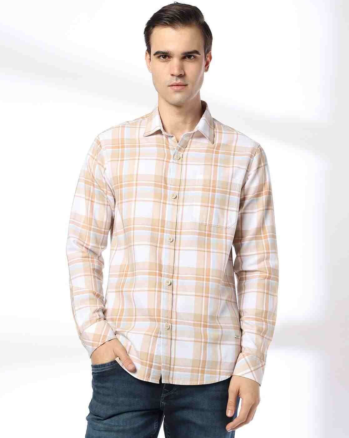 JOHN PLAYERS JEANS | Men Checked Slim Fit Shirt with Patch Pocket|0