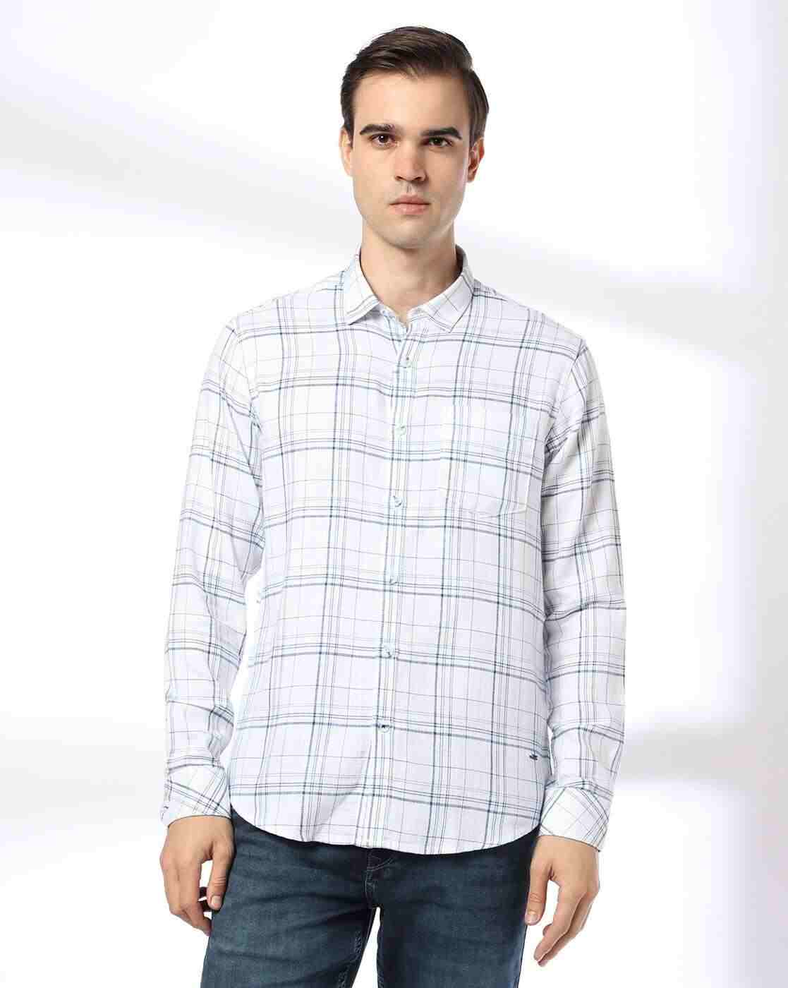 JOHN PLAYERS JEANS | Men Checked Slim Fit Shirt with Patch Pocket|0