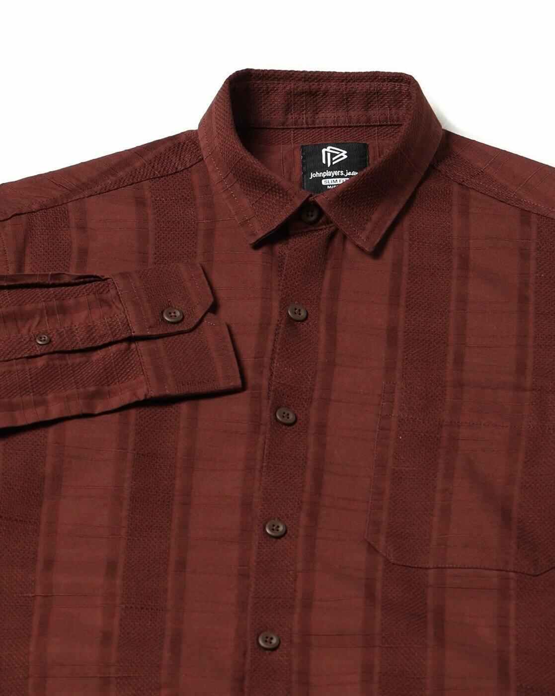 JOHN PLAYERS JEANS | Men Striped Slim Fit Shirt|6