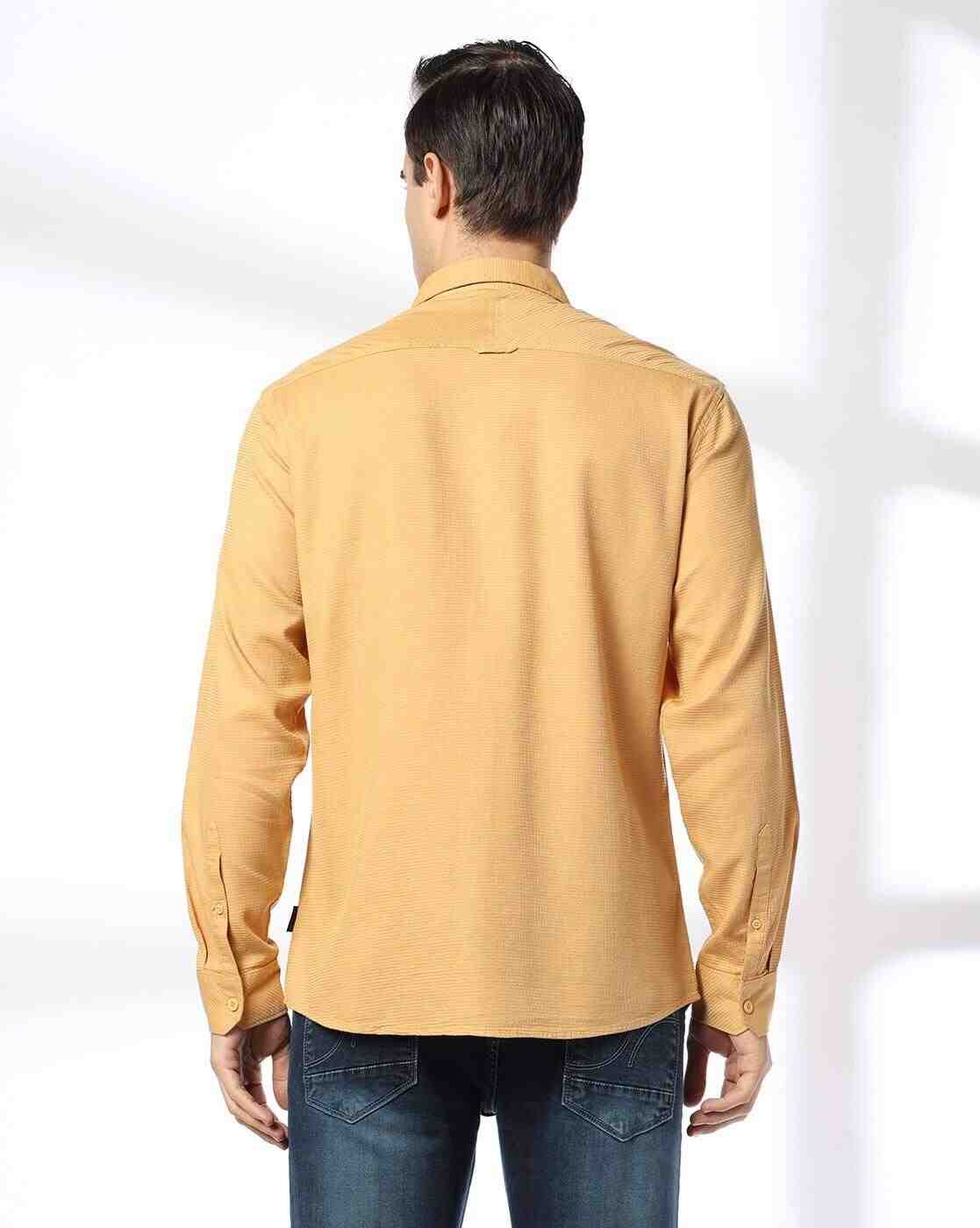 JOHN PLAYERS JEANS | Men Slim Fit Cotton Structured Shirt with Patch Pocket|3