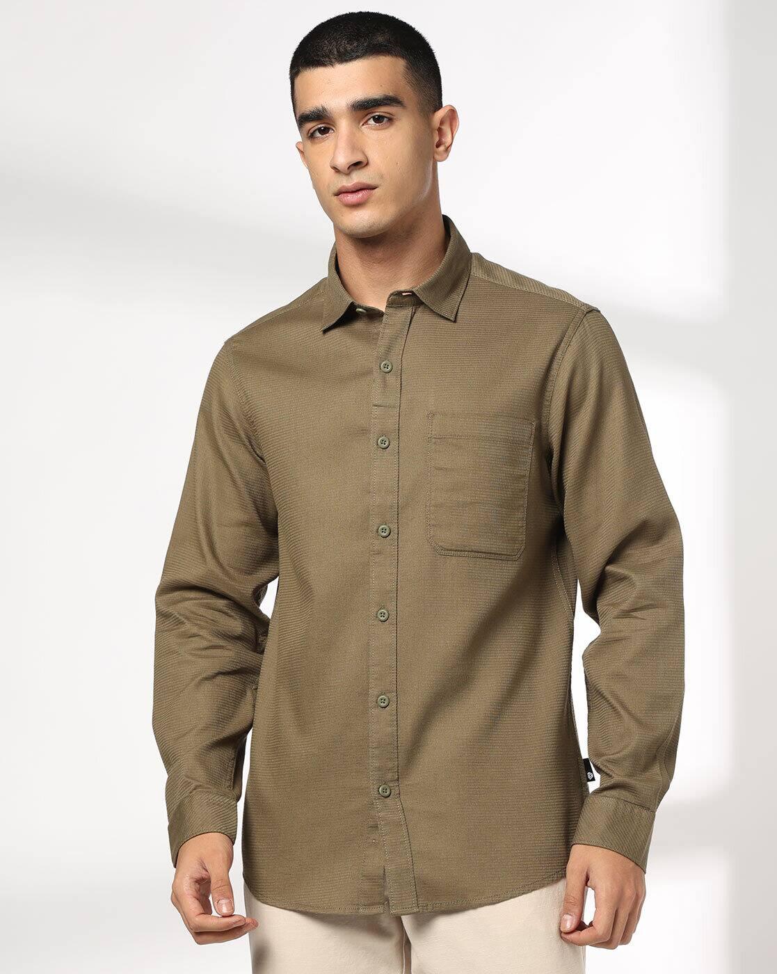 JOHN PLAYERS JEANS | Men Slim Fit Cotton Structured Shirt with Patch Pocket|3