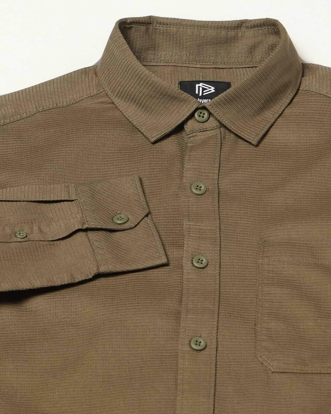 JOHN PLAYERS JEANS | Men Slim Fit Cotton Structured Shirt with Patch Pocket|5