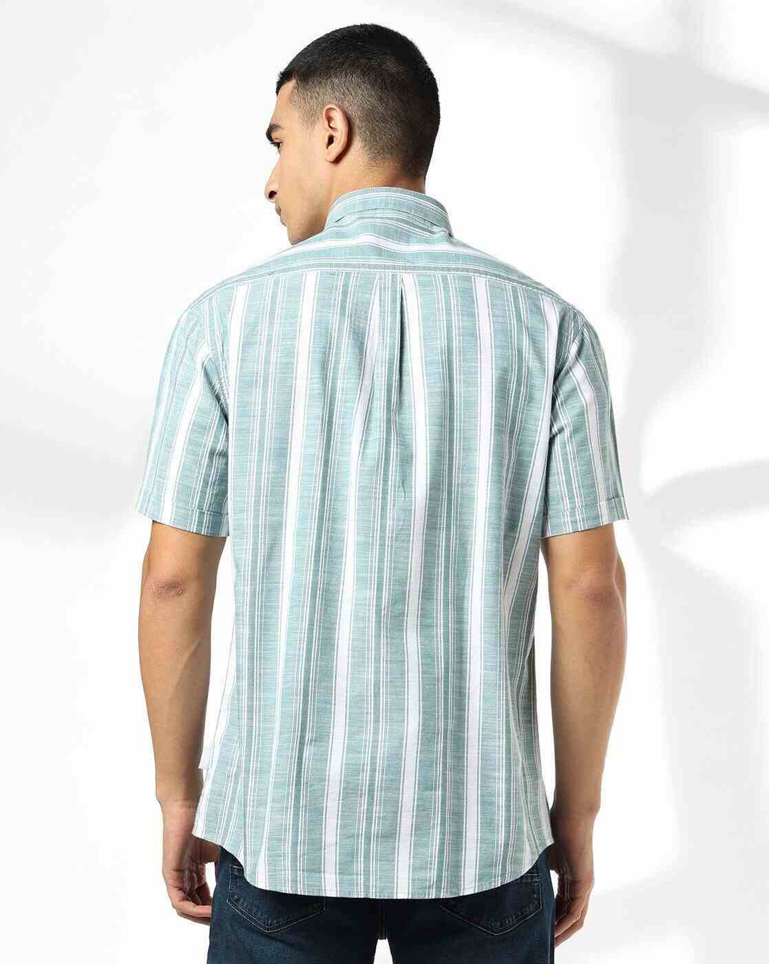 JOHN PLAYERS JEANS | Men Striped Regular Fit Shirt with Patch Pocket|2
