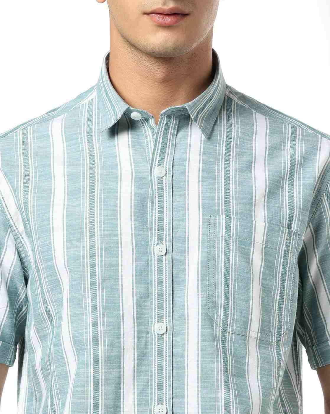 JOHN PLAYERS JEANS | Men Striped Regular Fit Shirt with Patch Pocket|4
