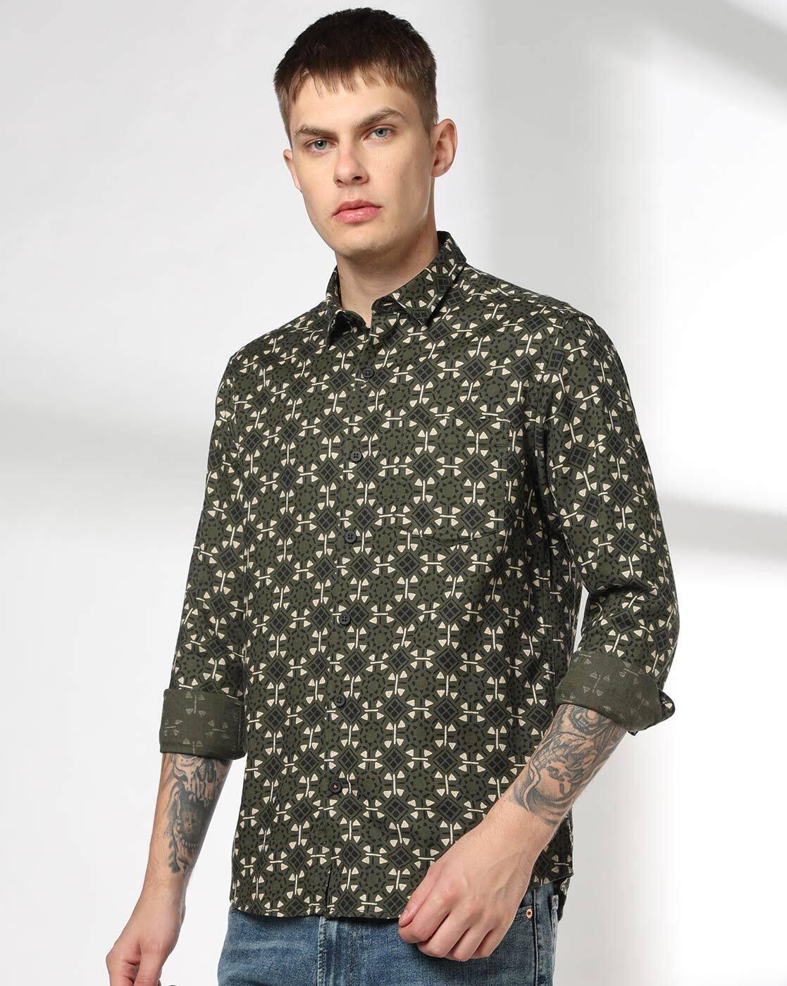 JOHN PLAYERS JEANS | Men All-Over Print Slim Fit Shirt with Patch Pocket|0