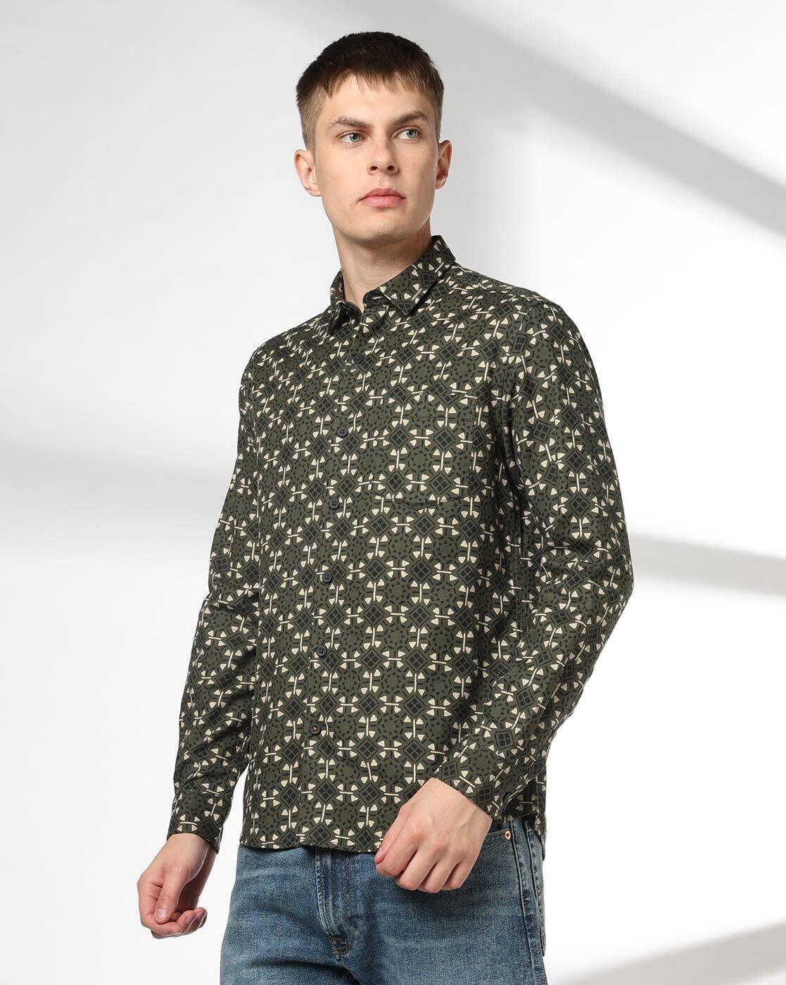 JOHN PLAYERS JEANS | Men All-Over Print Slim Fit Shirt with Patch Pocket|1