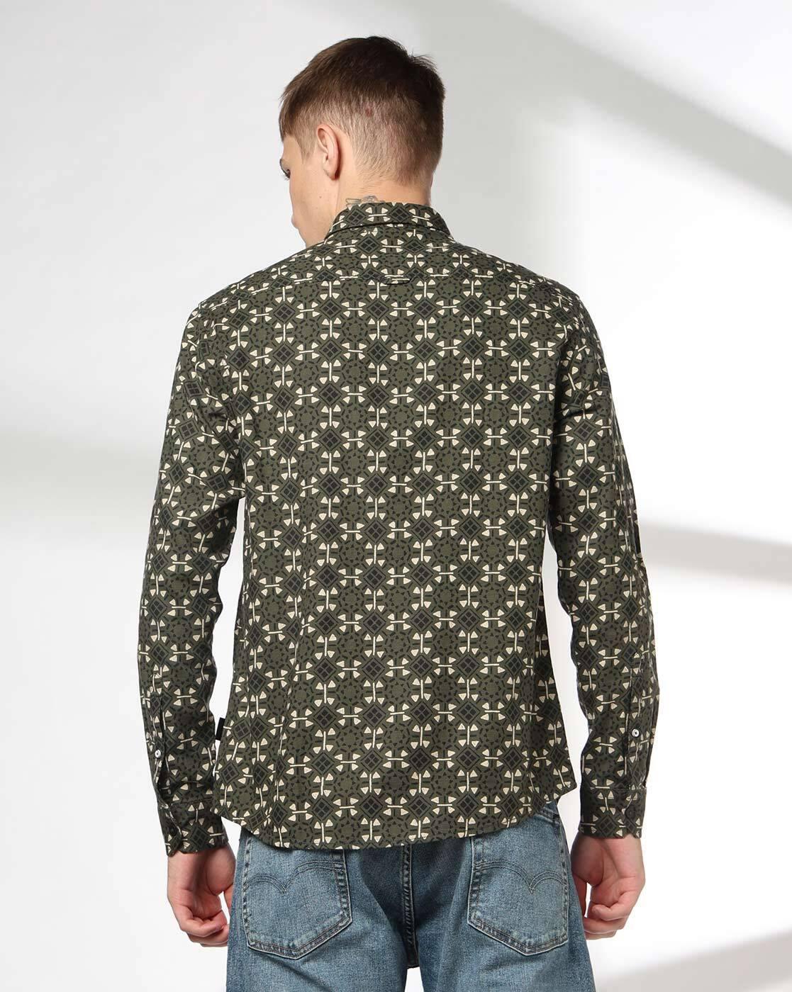 JOHN PLAYERS JEANS | Men All-Over Print Slim Fit Shirt with Patch Pocket|2