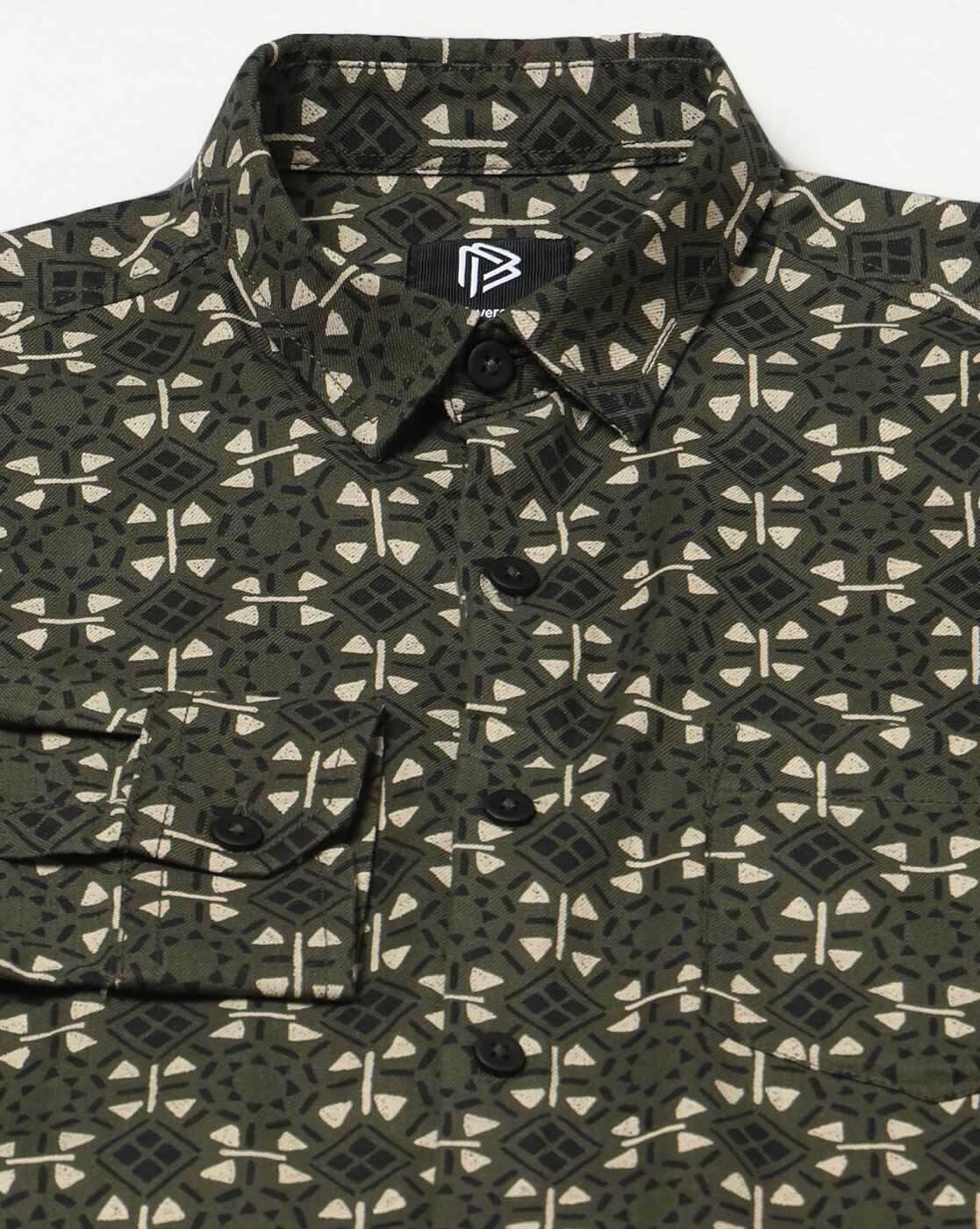 JOHN PLAYERS JEANS | Men All-Over Print Slim Fit Shirt with Patch Pocket|5