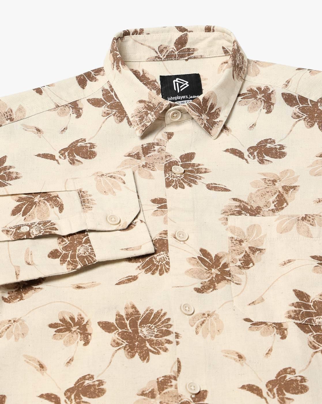 JOHN PLAYERS JEANS | Men Printed Slim Fit Classic Shirt|6
