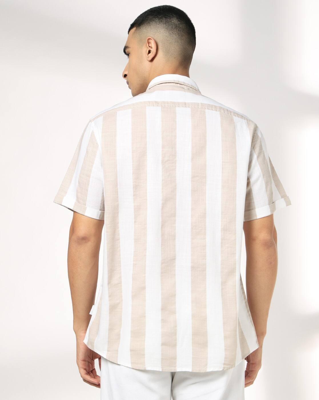 JOHN PLAYERS JEANS | Men Striped Regular Fit Shirt with Patch Pocket|2