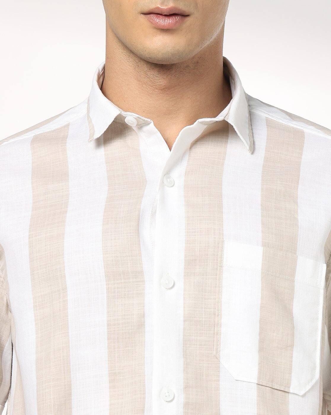 JOHN PLAYERS JEANS | Men Striped Regular Fit Shirt with Patch Pocket|3