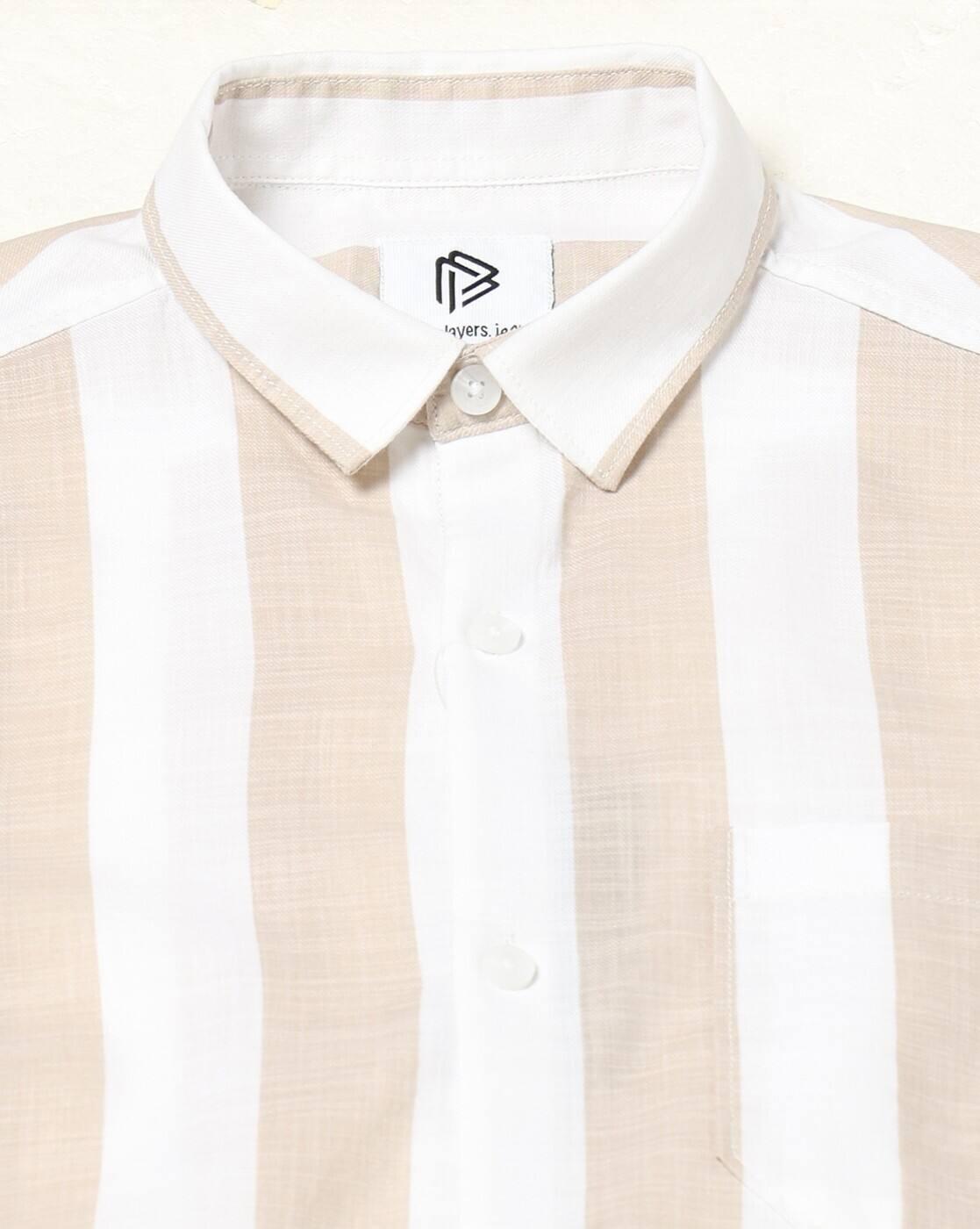 JOHN PLAYERS JEANS | Men Striped Regular Fit Shirt with Patch Pocket|4
