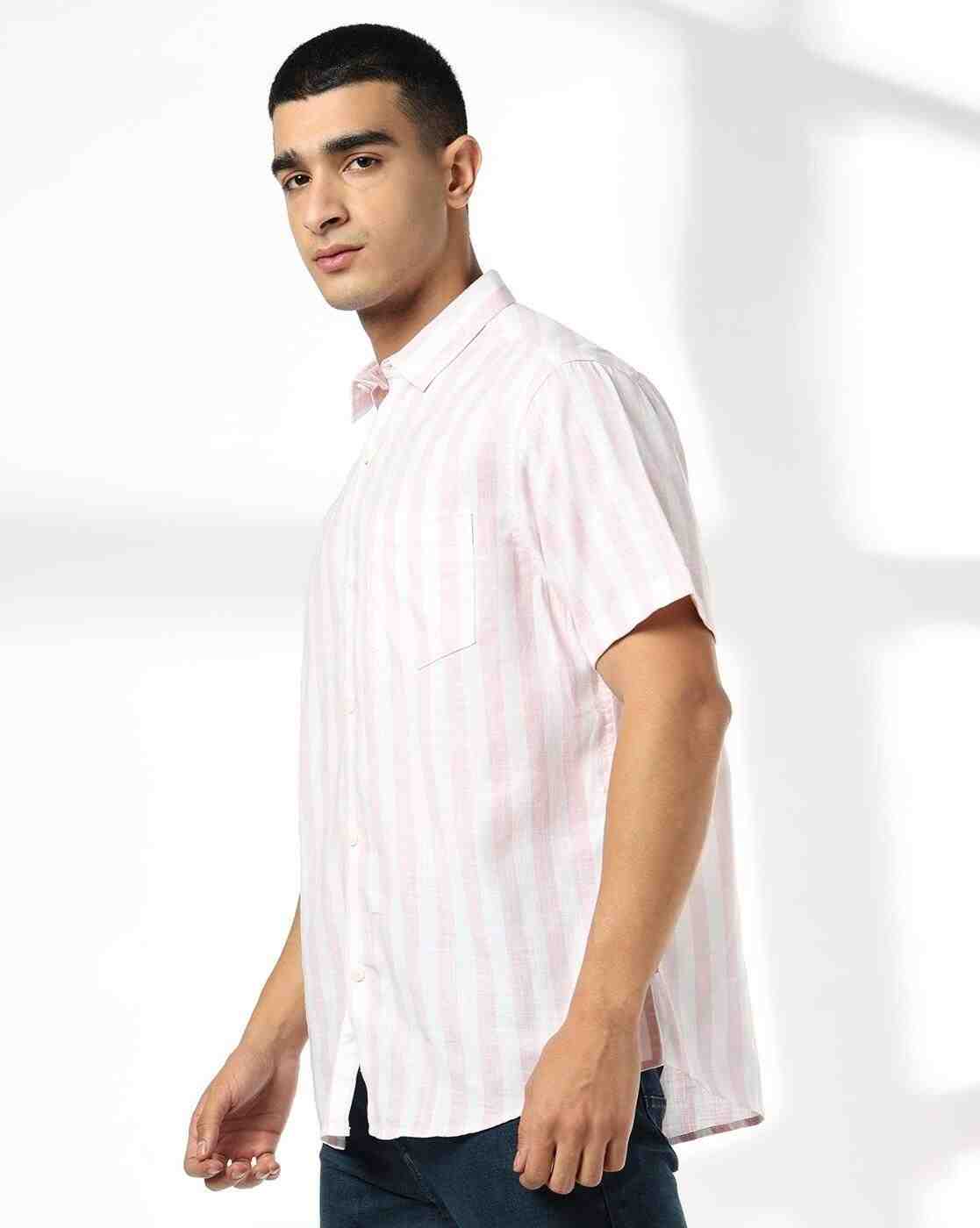 JOHN PLAYERS JEANS | Men Striped Regular Fit Cotton Shirt with Patch Pocket|1