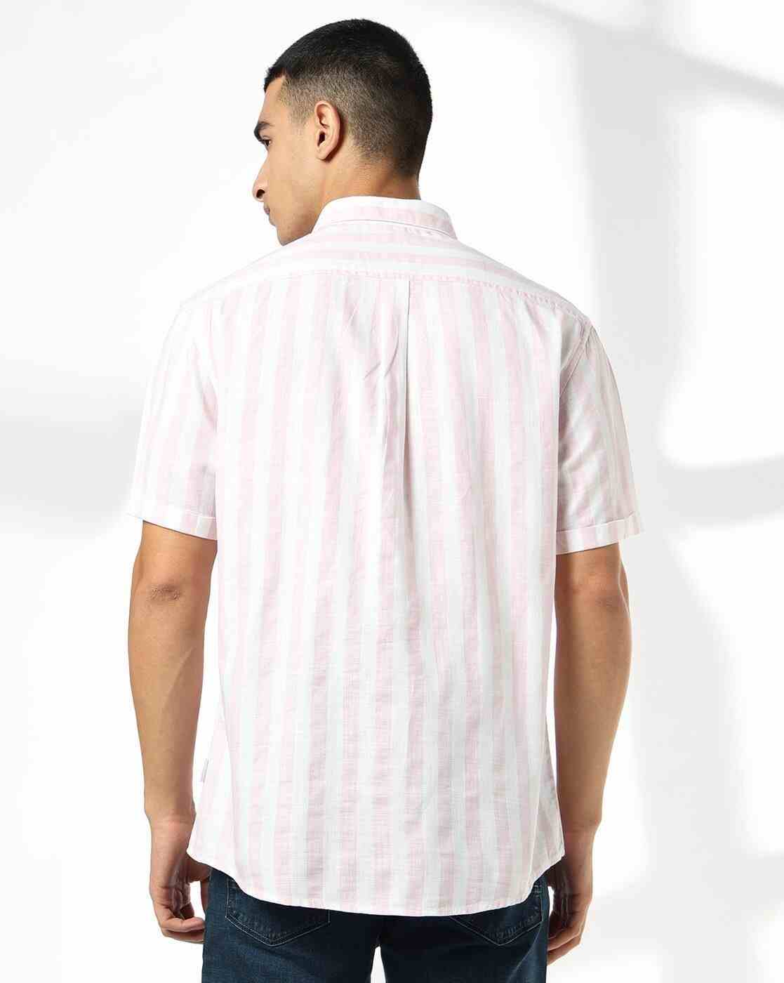 JOHN PLAYERS JEANS | Men Striped Regular Fit Cotton Shirt with Patch Pocket|2