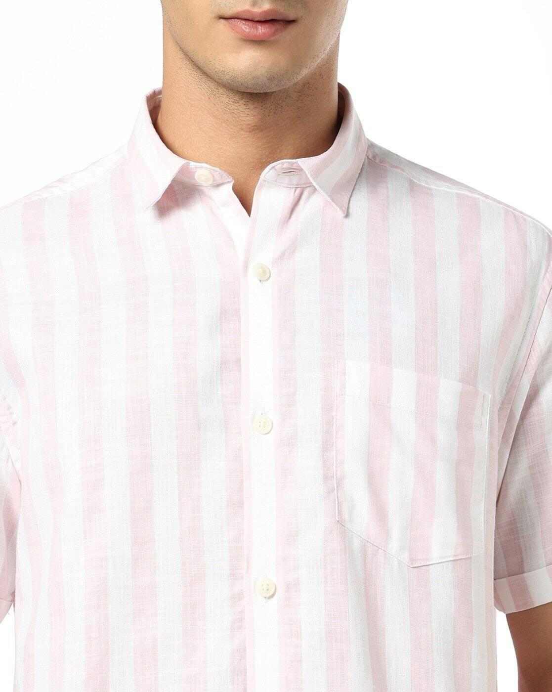 JOHN PLAYERS JEANS | Men Striped Regular Fit Cotton Shirt with Patch Pocket|4