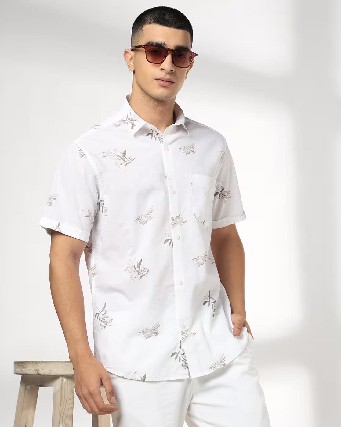 JOHN PLAYERS JEANS | Men All-Over Print Regular Fit Shirt with Patch Pocket|0