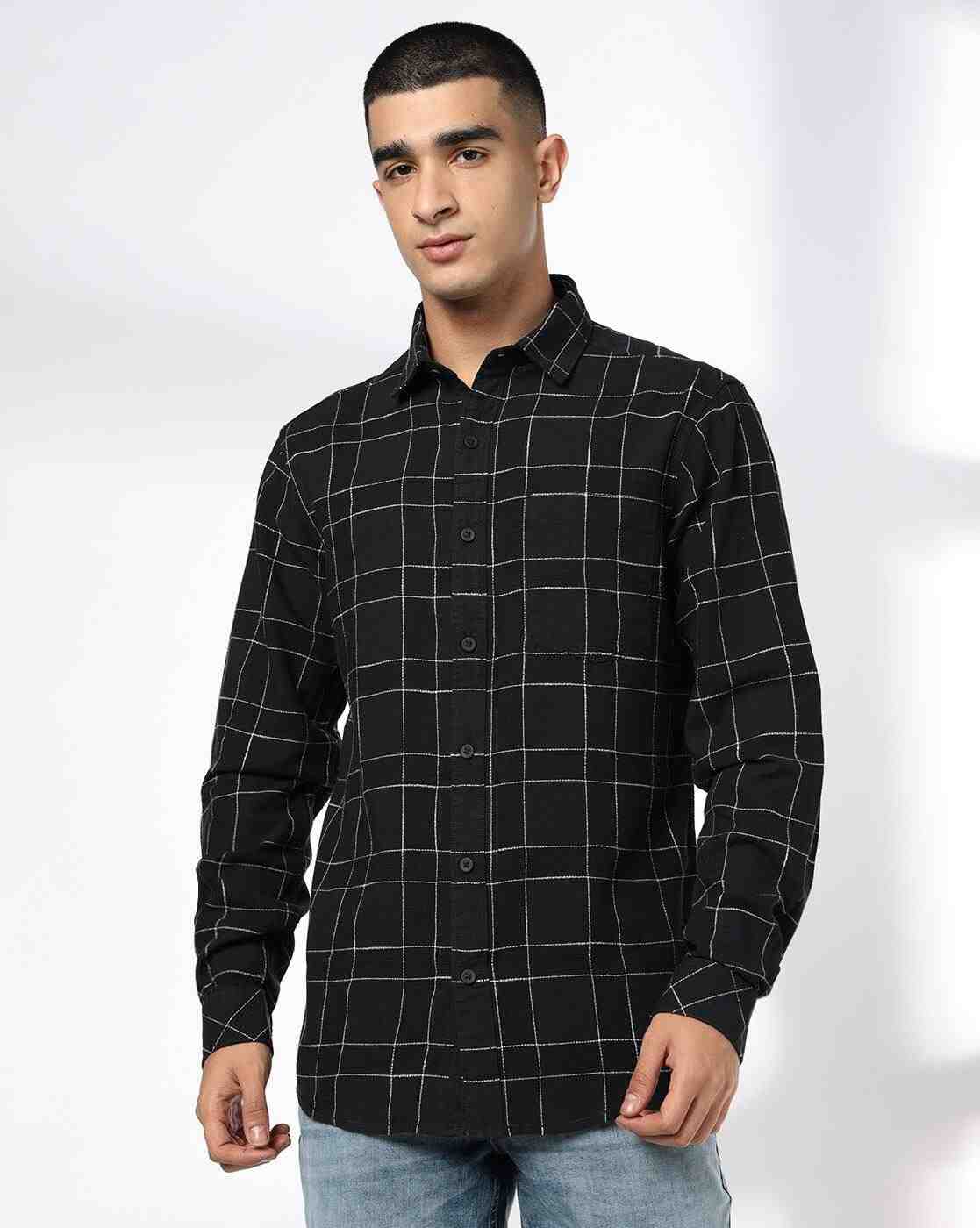 JOHN PLAYERS JEANS | Men Checks Slim Fit Classic Shirt|3
