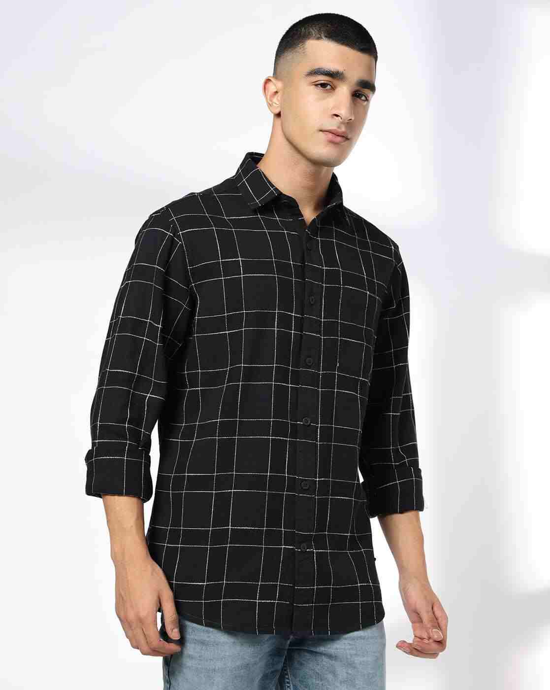JOHN PLAYERS JEANS | Men Checks Slim Fit Classic Shirt|4