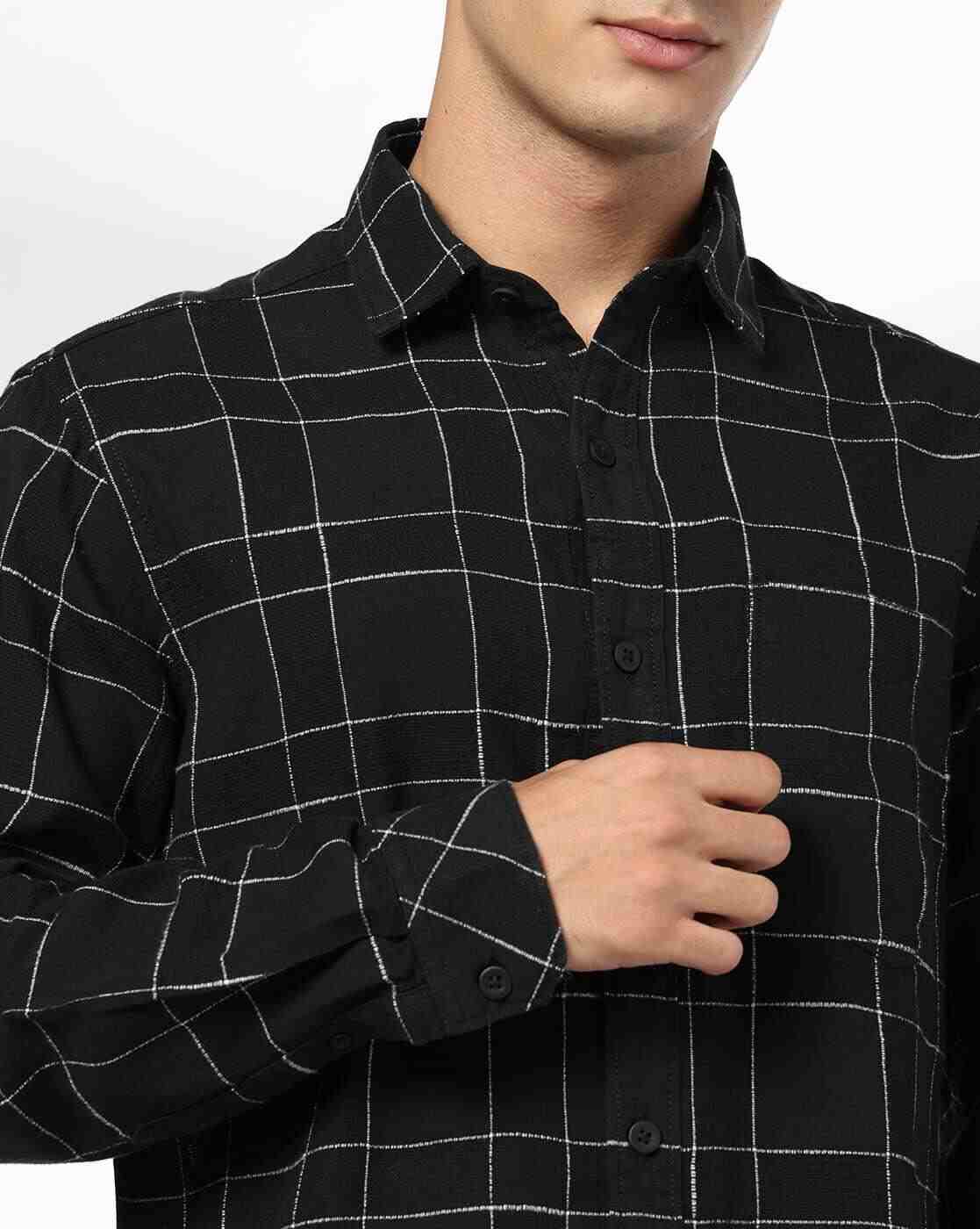 JOHN PLAYERS JEANS | Men Checks Slim Fit Classic Shirt|5