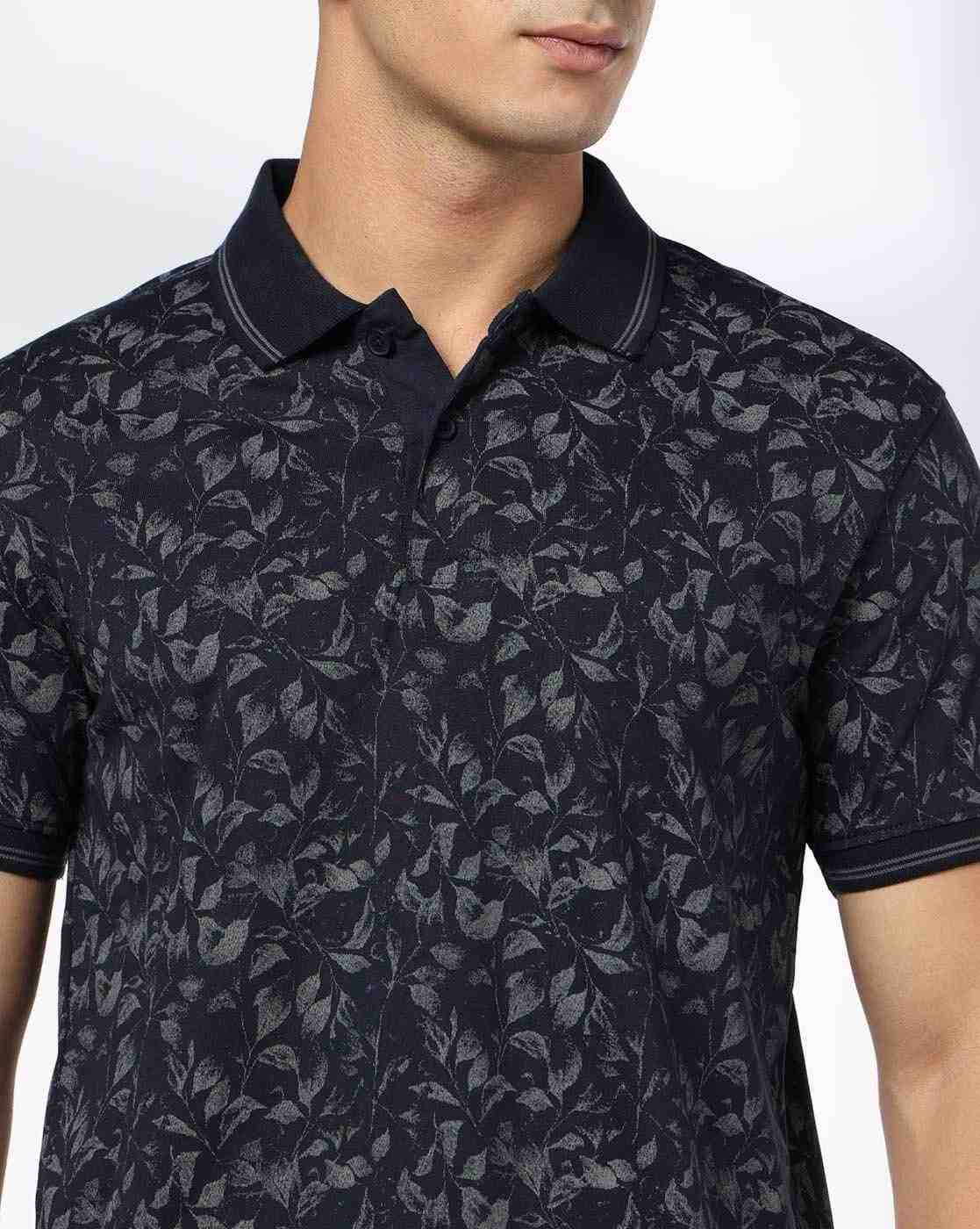 JOHN PLAYERS JEANS | Men Printed Slim Fit Polo T-Shirt|4