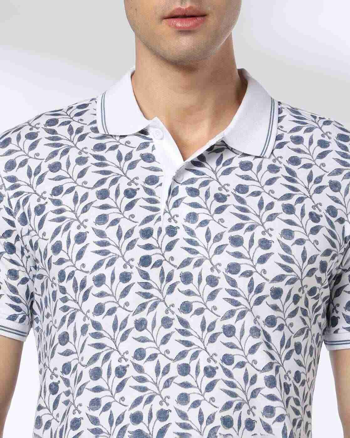 JOHN PLAYERS JEANS | Men Leaf Print Slim Fit Polo T-Shirt|3