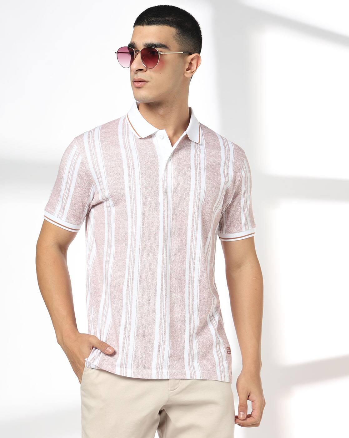 JOHN PLAYERS JEANS | Men Stripes Slim Fit Polo T-Shirt|0
