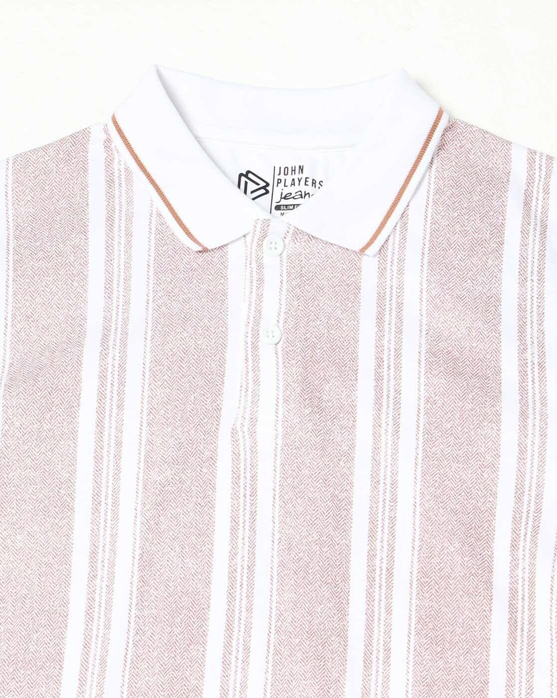 JOHN PLAYERS JEANS | Men Stripes Slim Fit Polo T-Shirt|4