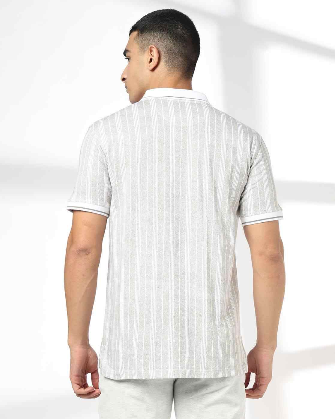 JOHN PLAYERS JEANS | Men Stripes Slim Fit Polo T-Shirt|2