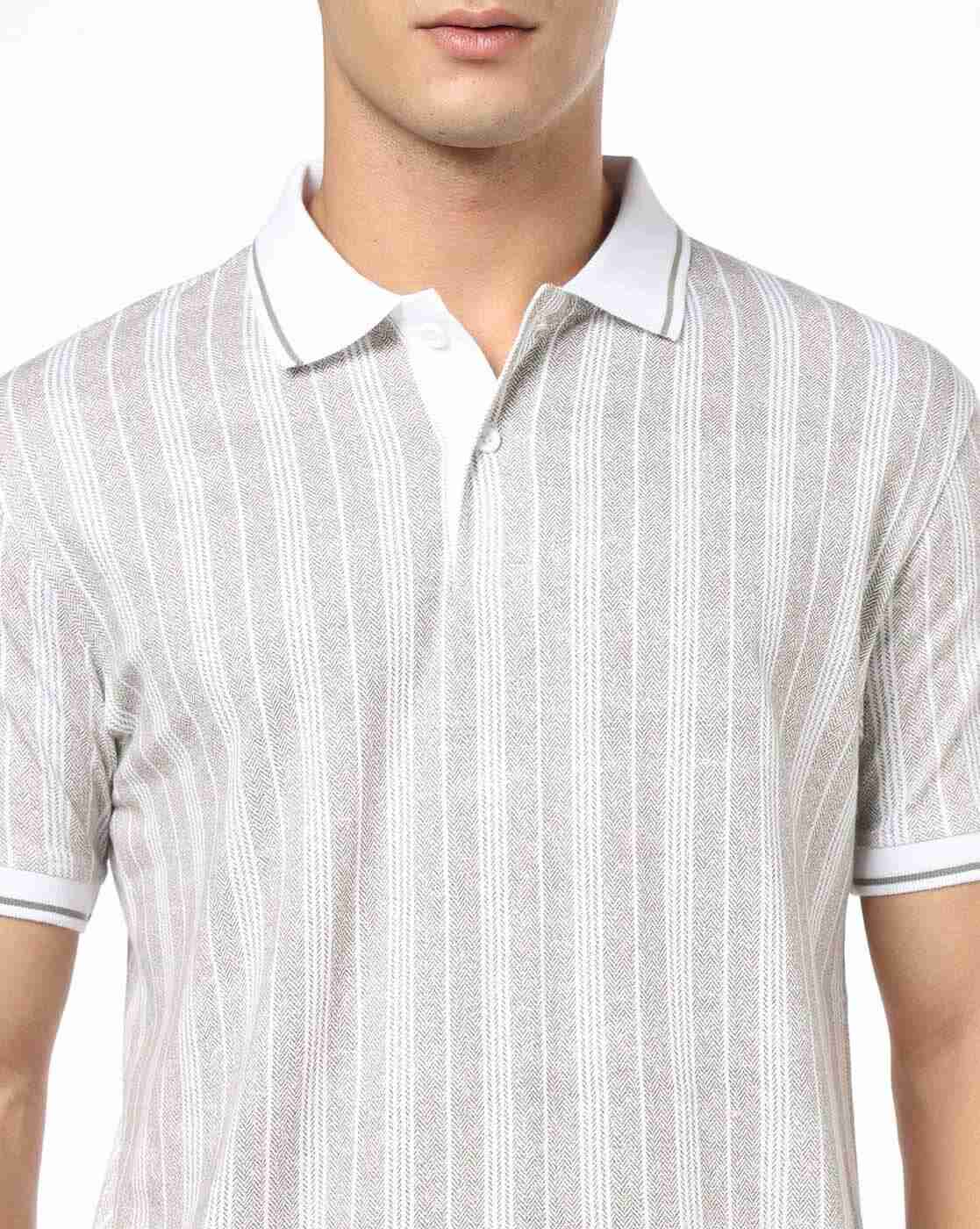 JOHN PLAYERS JEANS | Men Stripes Slim Fit Polo T-Shirt|4