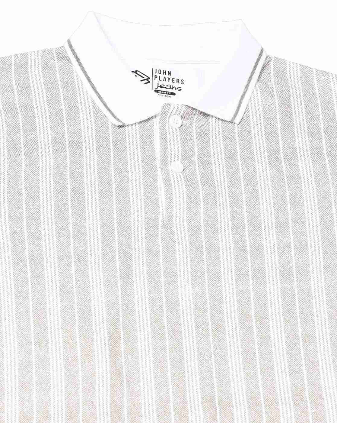 JOHN PLAYERS JEANS | Men Stripes Slim Fit Polo T-Shirt|5