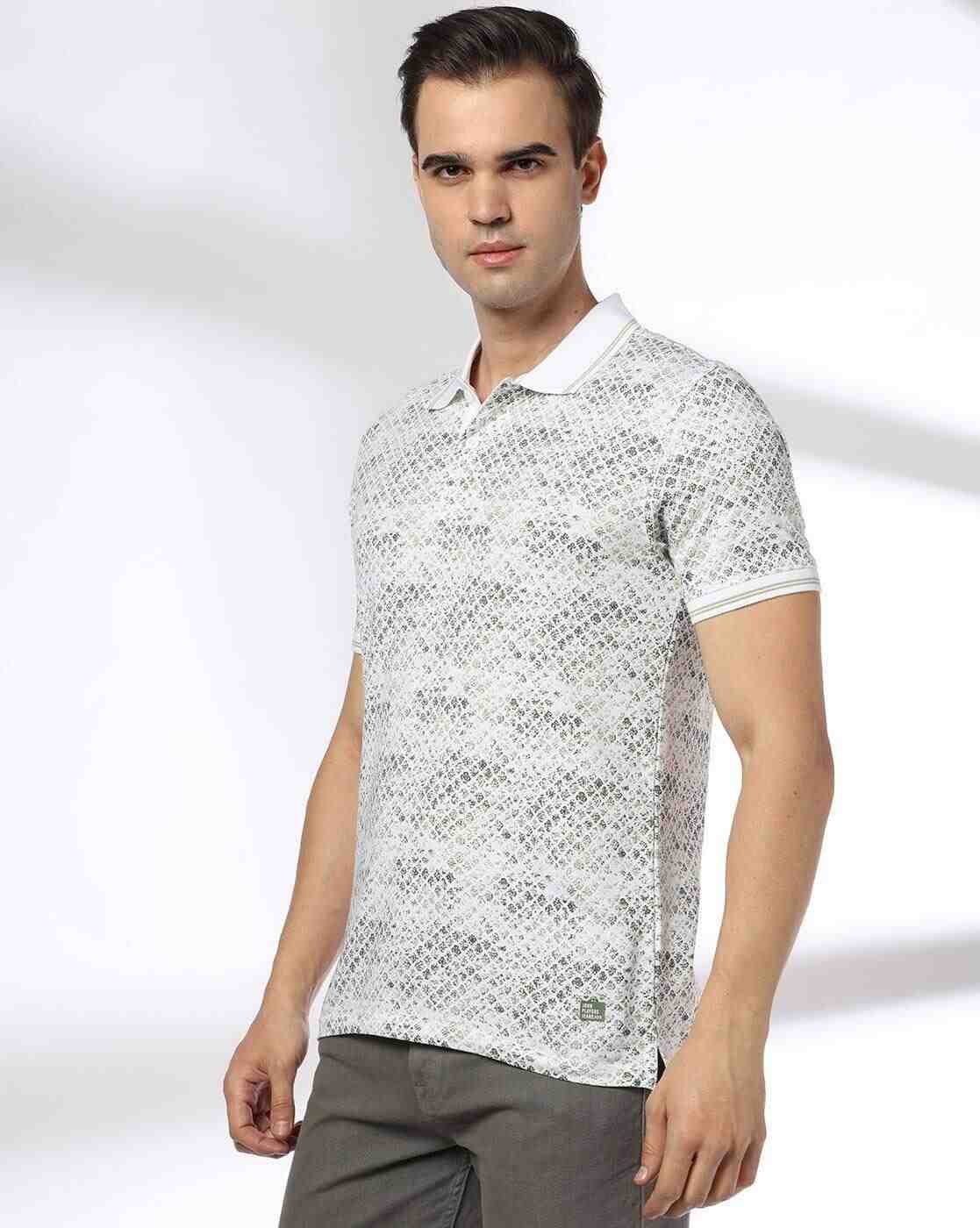 JOHN PLAYERS JEANS | Men Micro Print Slim Fit Polo T-Shirt|1