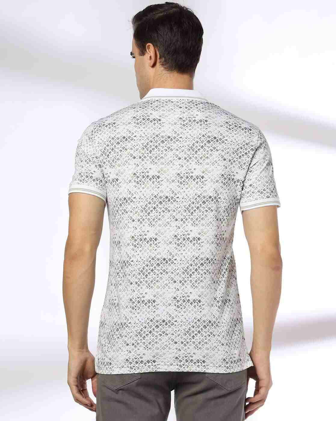 JOHN PLAYERS JEANS | Men Micro Print Slim Fit Polo T-Shirt|2