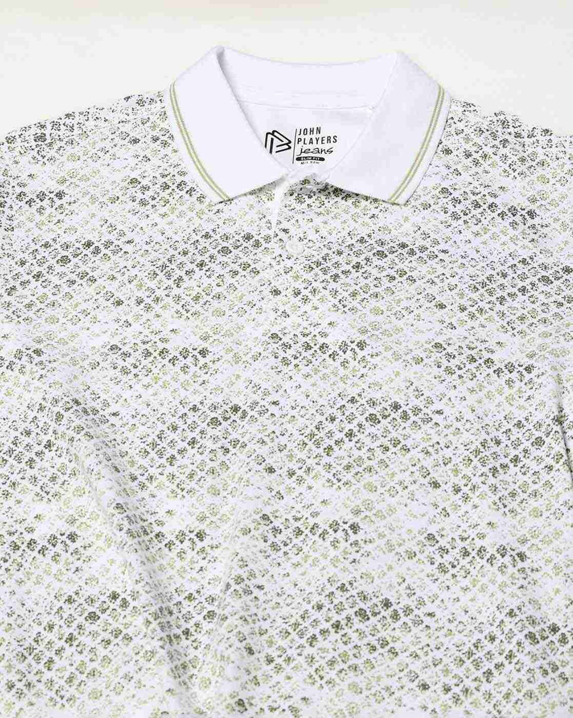 JOHN PLAYERS JEANS | Men Micro Print Slim Fit Polo T-Shirt|4
