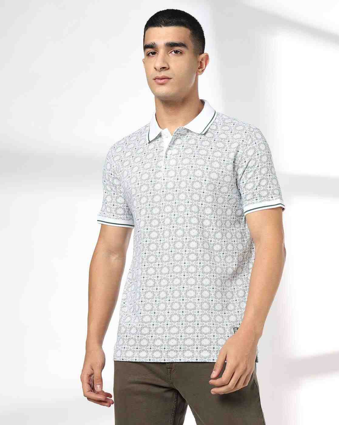 JOHN PLAYERS JEANS | Men Printed Slim Fit Polo T-Shirt|0