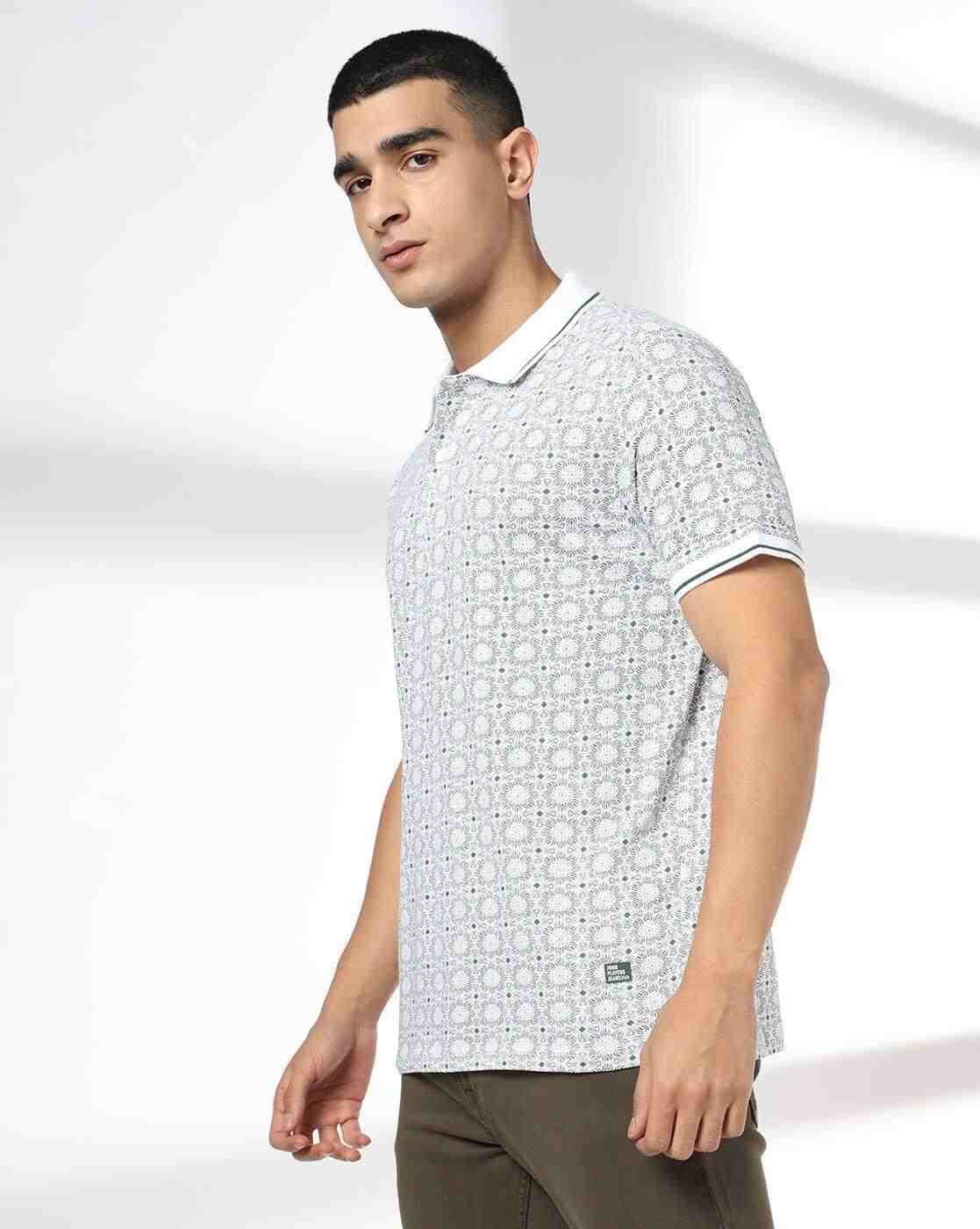 JOHN PLAYERS JEANS | Men Printed Slim Fit Polo T-Shirt|1