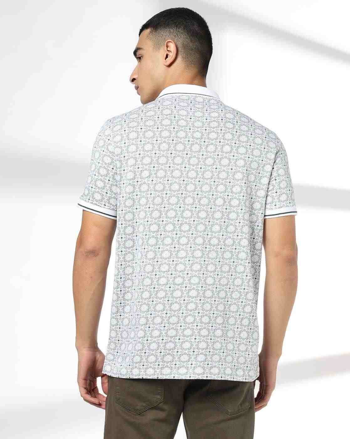 JOHN PLAYERS JEANS | Men Printed Slim Fit Polo T-Shirt|2
