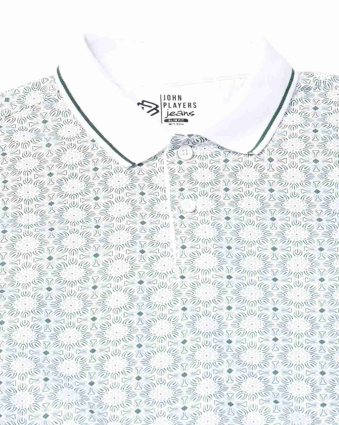 JOHN PLAYERS JEANS | Men Printed Slim Fit Polo T-Shirt|4