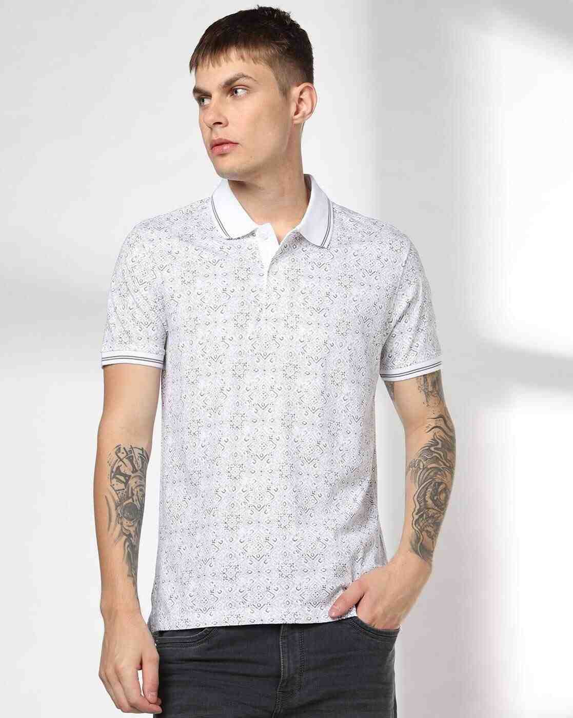 JOHN PLAYERS JEANS | Men Micro Print Slim Fit Polo T-Shirt|0