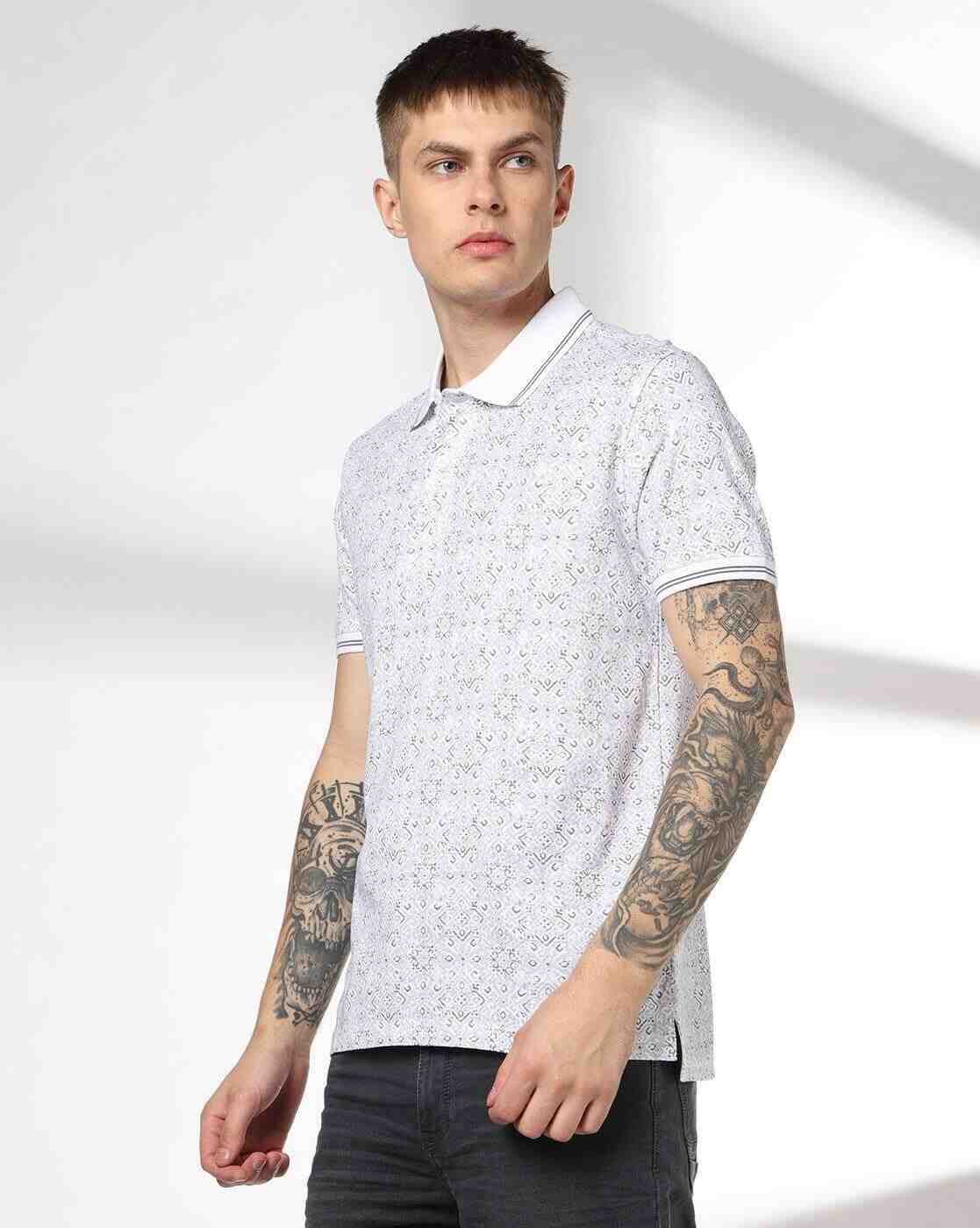 JOHN PLAYERS JEANS | Men Micro Print Slim Fit Polo T-Shirt|1